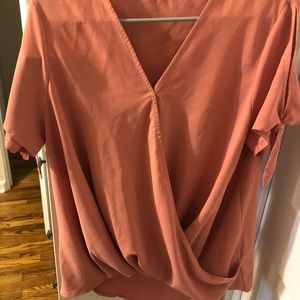 Drape-front casual tie-sleeve top